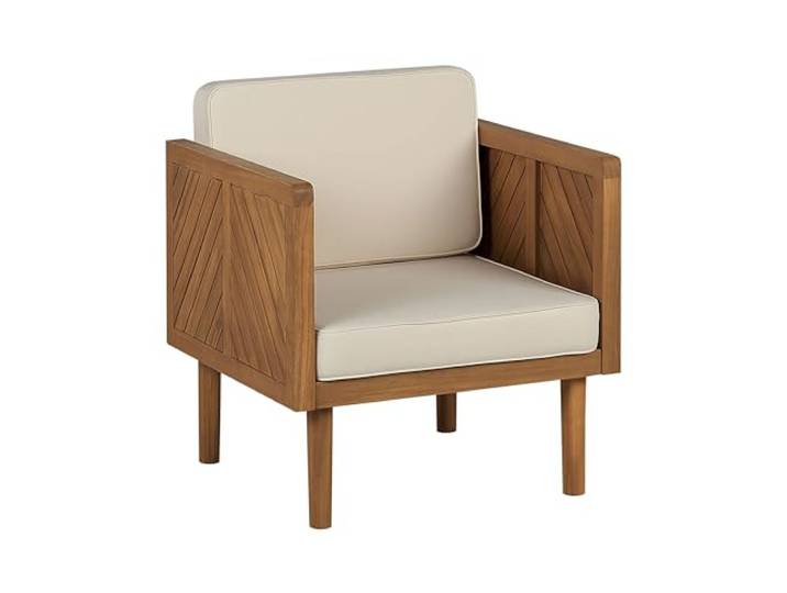 Beliani Outdoor Lounge Sessel Akazienholz Hellbraun mit Auflagen beige Rustikal Baratti