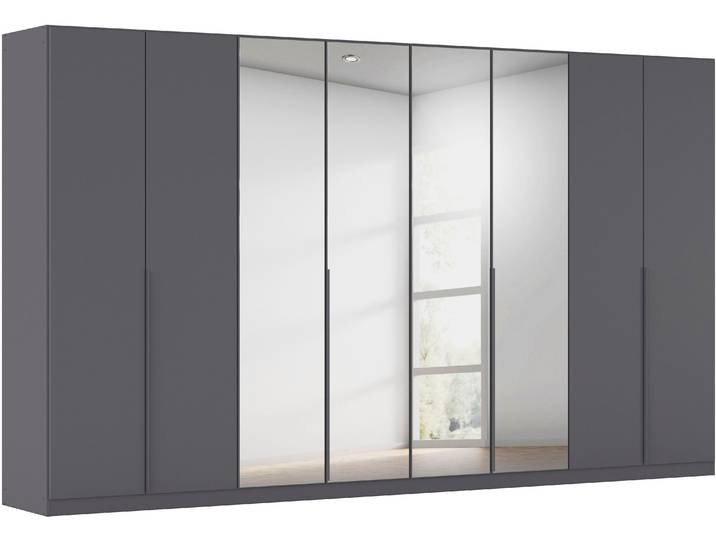 Drehtürenschrank, Holzwerkstoff, Graumetallic, 360×229×54 cm, Mit Spiegel, Modern, Rauch