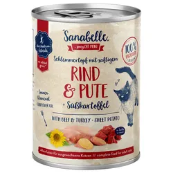 Sanabelle Adult Schlemmertopf 380g Katzennassfutter 6 x 380 Gramm Rind & Pute