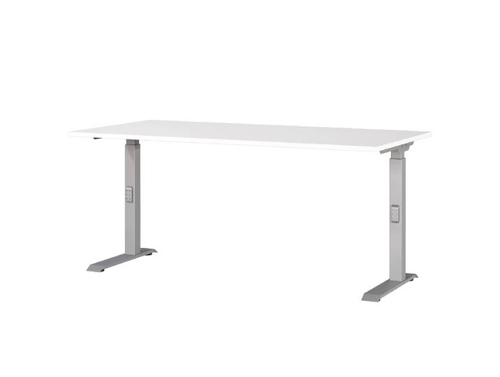 Bureau réglable Downey 160cm Blanc/Blanc/Argenté