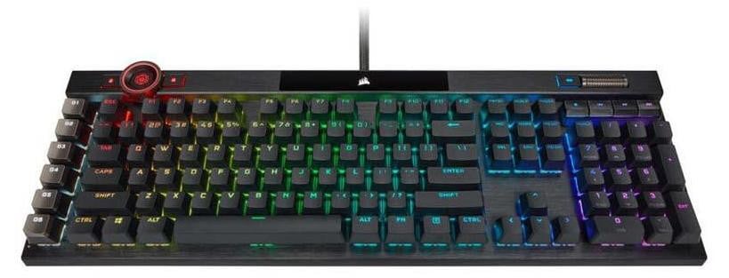 Corsair Gaming K100 RGB Toetsenbord met CORSAIR OPX RGB-toetsen, Achtergrondverlichting, USB, Duits, Zwart geanodiseerd aluminium