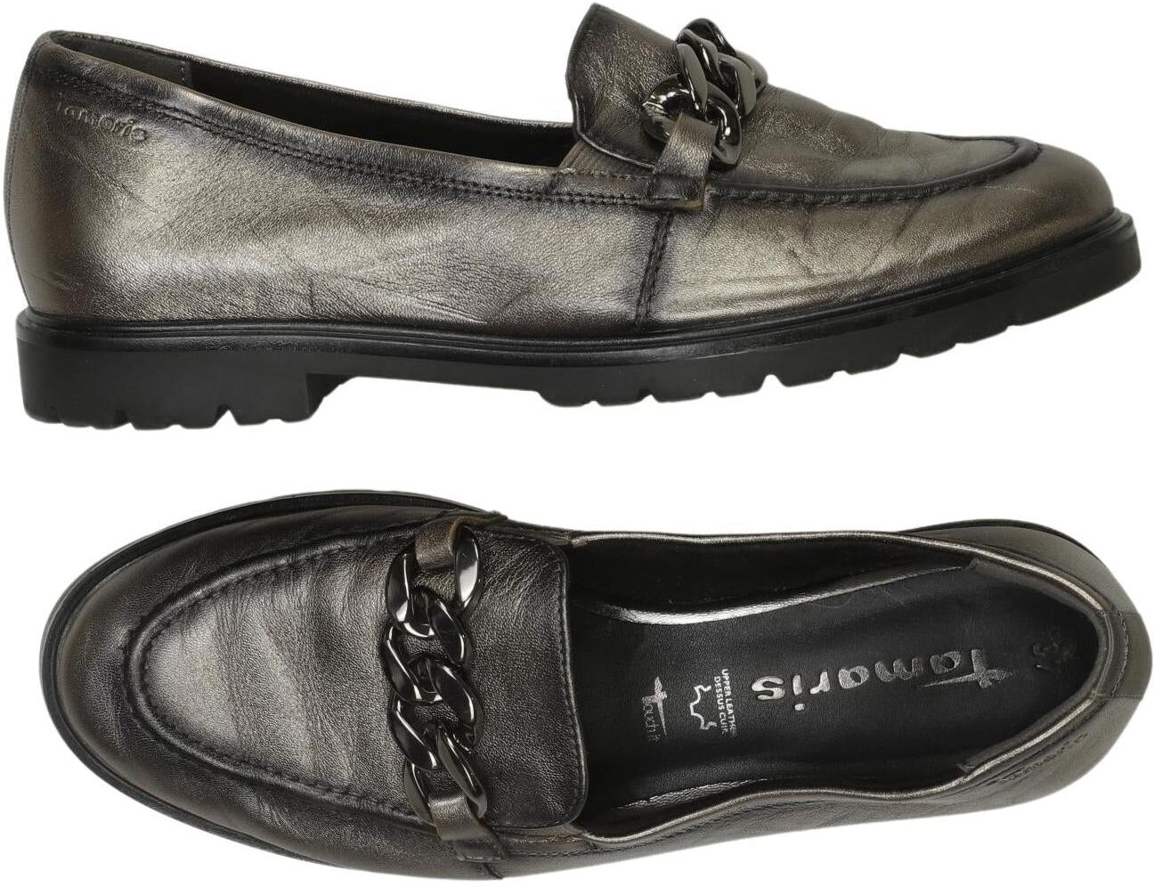 Tamaris Damen Halbschuh, Silber, Gr. EU 37, Leder - Second Hand
