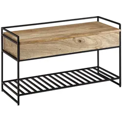 WOHNLING WL6.586 Sitzbank mit Stauraum 90x52x38 cm Mango Massivholz / Metall Braun