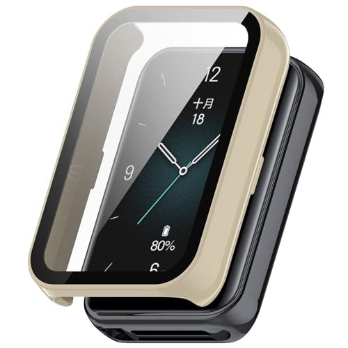 Wigento Smartwatch Case voor Honor Band 9 met Hard Glas Bescherming, Wit