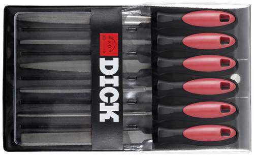 Dick 1187102-2K Schlüsselfeilensatz 6-tlg. 100/2 in Plastiktasche schwarz "DICK", mit 2K-Griff 85mm Länge 100mm 1 Set