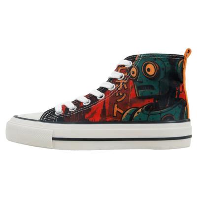 Sneaker DOGO "Lyra High-Top Sneaker Robotto", Damen, Gr. 40, Normalschaft, bunt (mehrfarbig), Textil, Schuhe Sneaker, Handgefertigt