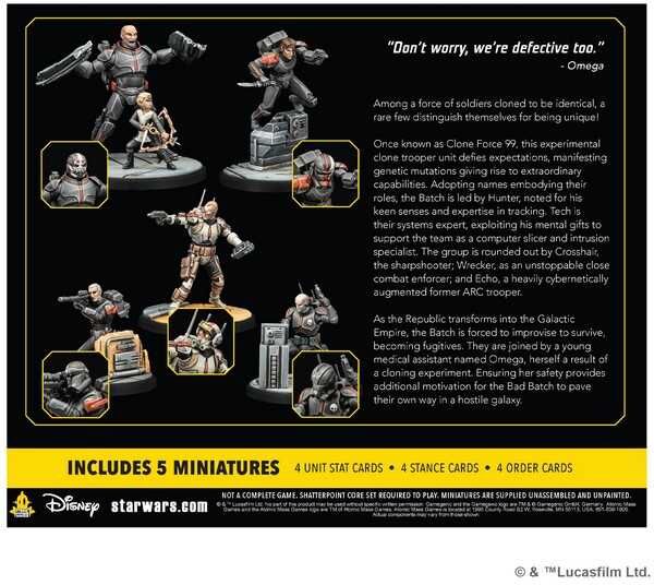 Star Wars: Shatterpoint Clone Force 99 Squad Pack by Atomic Mass Games, Includes Hunter, Wrecker, Omega, Echo, Tech and Crosshair