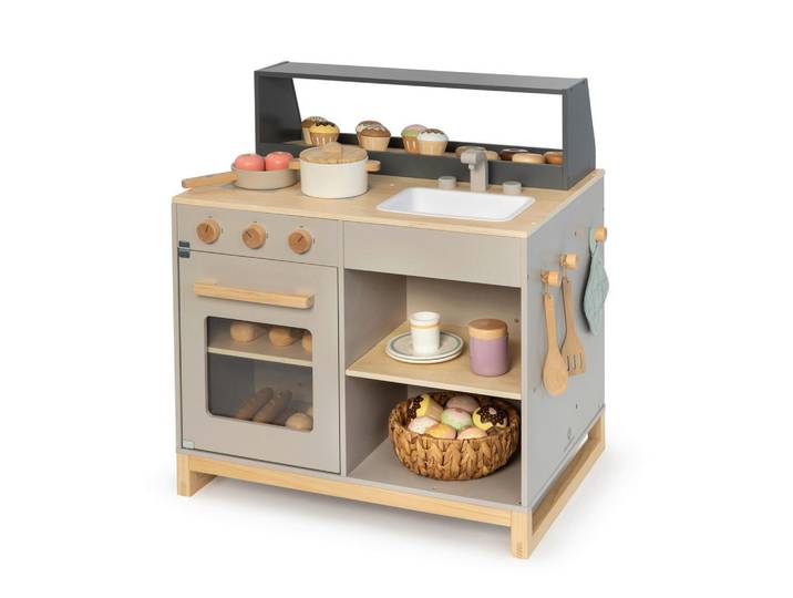 Musterkind Kinderküche Prunus, Grau, Natur, Holz, 46x67x62 cm, EN 71, CE, FSC 100%, Spielzeug, Kinderspielzeug, Kinderküchen