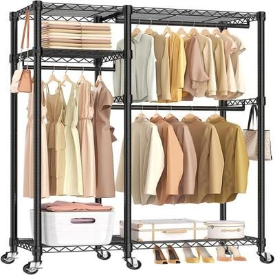 NO "Garment Rack 3 Tiers Adjustable Metal - 15.7""D x 47""W x 76""H"