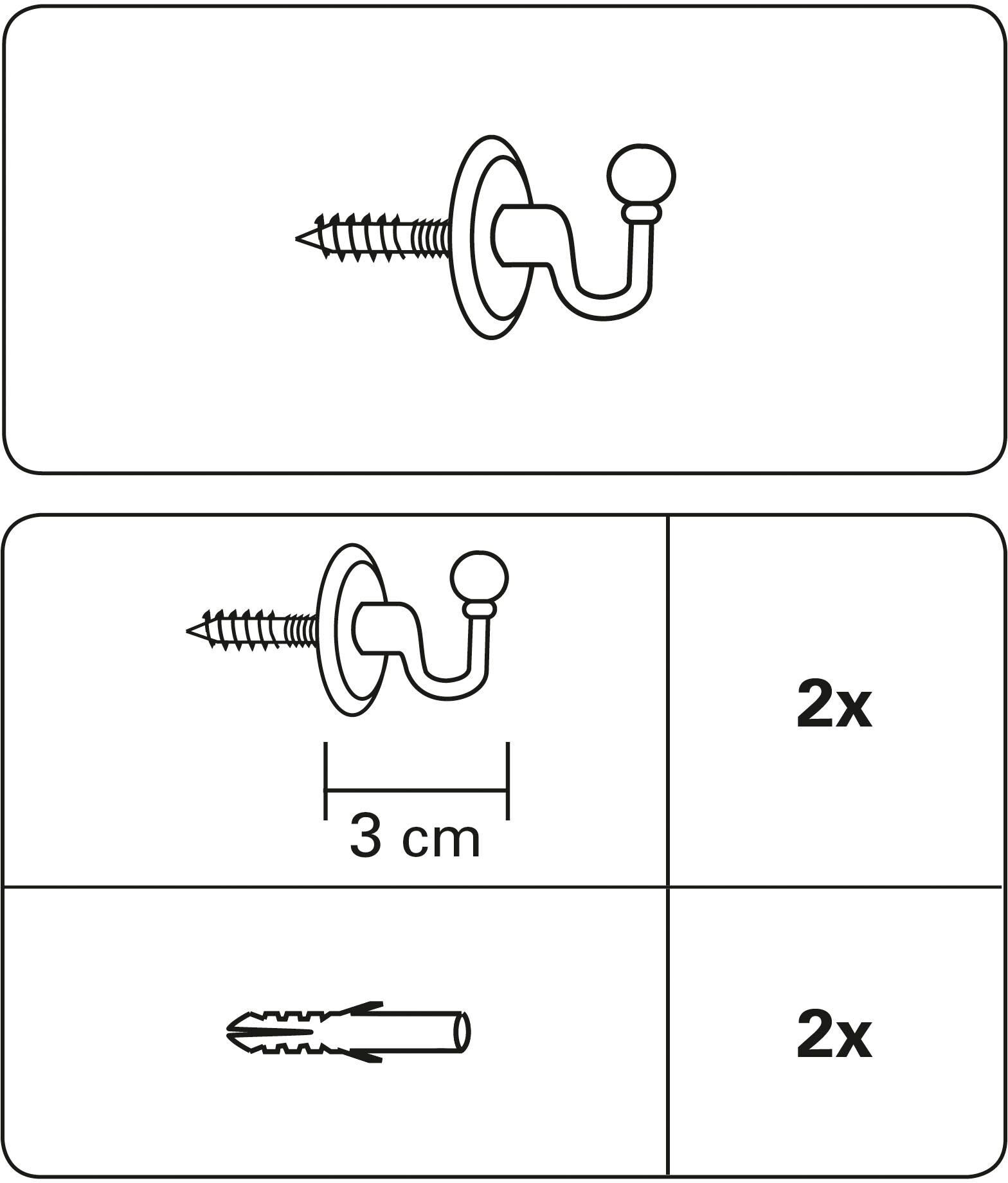 Raffhaken GARDINIA "Zierhaken (Raffhaken) Barock" Gr. 1, grau (chromfarben), L:3cm, Raffhalter, Raffhaken, zum Raffen und Drapieren chromfarben B/H/L: 3cm