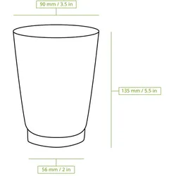 BIOZOYG 500 Stück Riffelbecher 400ml / 16oz Kaffee To Go Pappbecher, Braune Einwegbecher, Nachhaltig, Biologisch Abbaubar, Einwegbecher