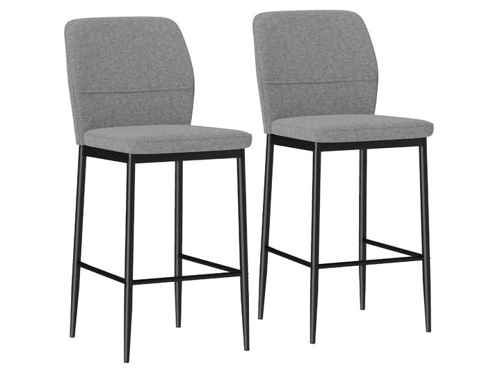 Homcom Lot de 2 tabourets de bar avec dossier et repose-pieds gris