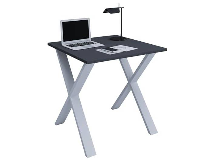 VCM Schreibtisch Silber/Anthrazit 80x80x76 cm Büro Homeoffice Computertisch