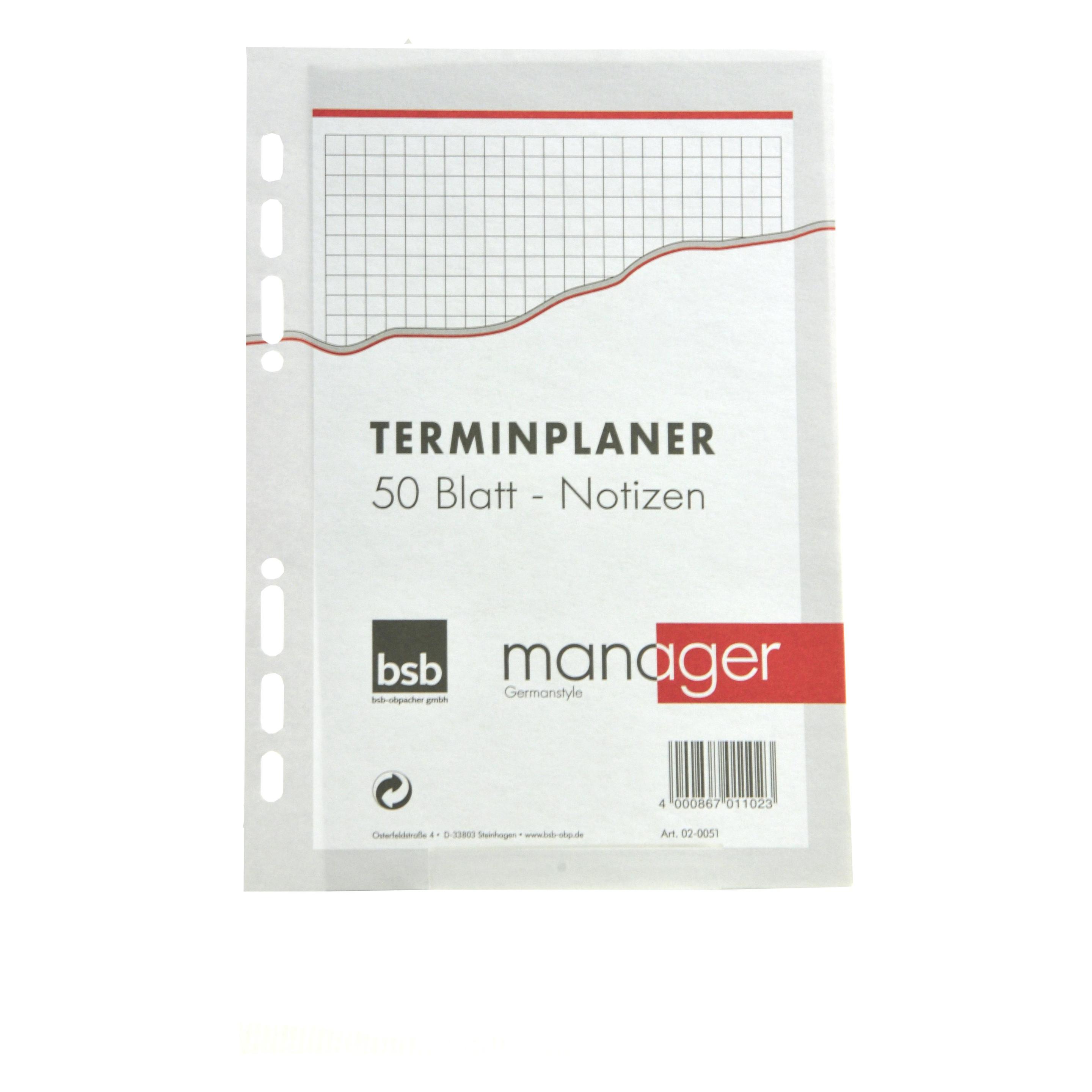 BSB-Obpacher Einlagen für Timer ca. A5, kariert (A5) (02-0051)