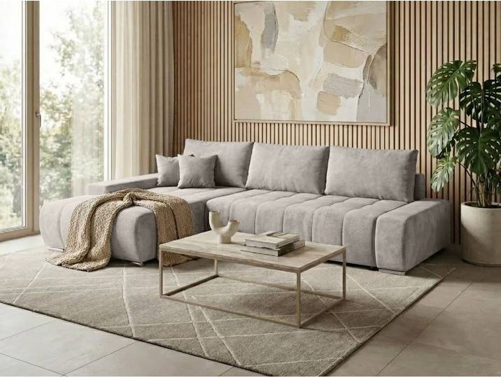 Beautysofa Ecksofa Draco L mit Schlaffunktion, in pflegeleichten Stoffen, Bettkasten