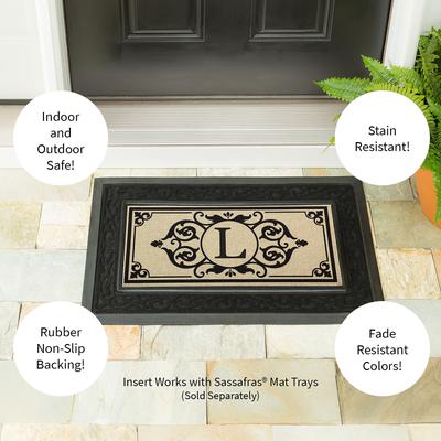 Evergreen 22 in. x 10 in. Cambridge Monogram Burlap Sassafras Switch Mat, Letter L
