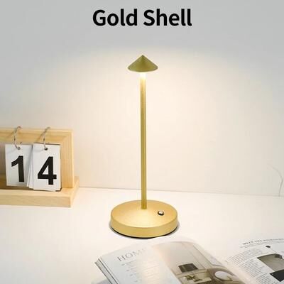 Uplift Picks LumiGlow Rechargeable Touch LED Table Lamp With Three Color Stepless Dimming gold