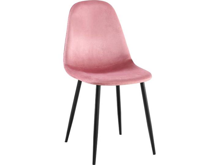 CLP Esszimmerstuhl Napier gepolstert mit Rückenlehne pink Material Samt