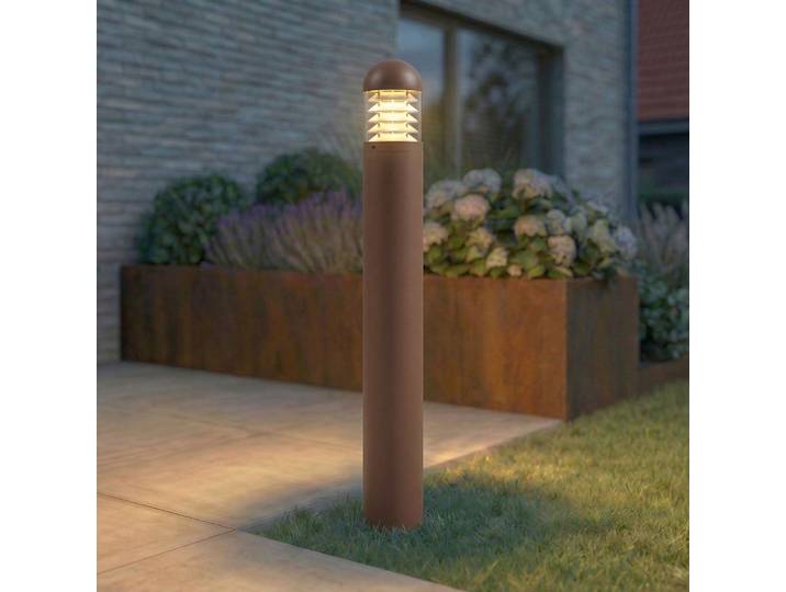 Skagena borne lumineuse LED d'extérieur, hauteur 90 cm, IP54, aluminium, marron Lucande - Terrasse - Moderne - Rond