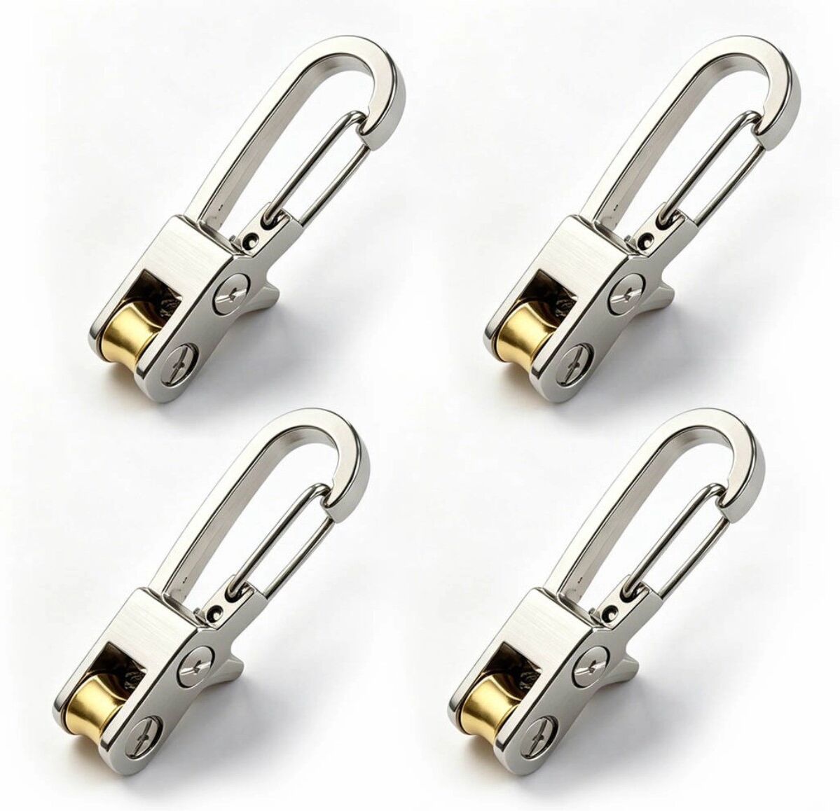 INF 4er-Pack silberne Metall-Abspannspanner mit Rolle — Seilspanner aus Legierungsstahl und verstellbare Karabinerclips