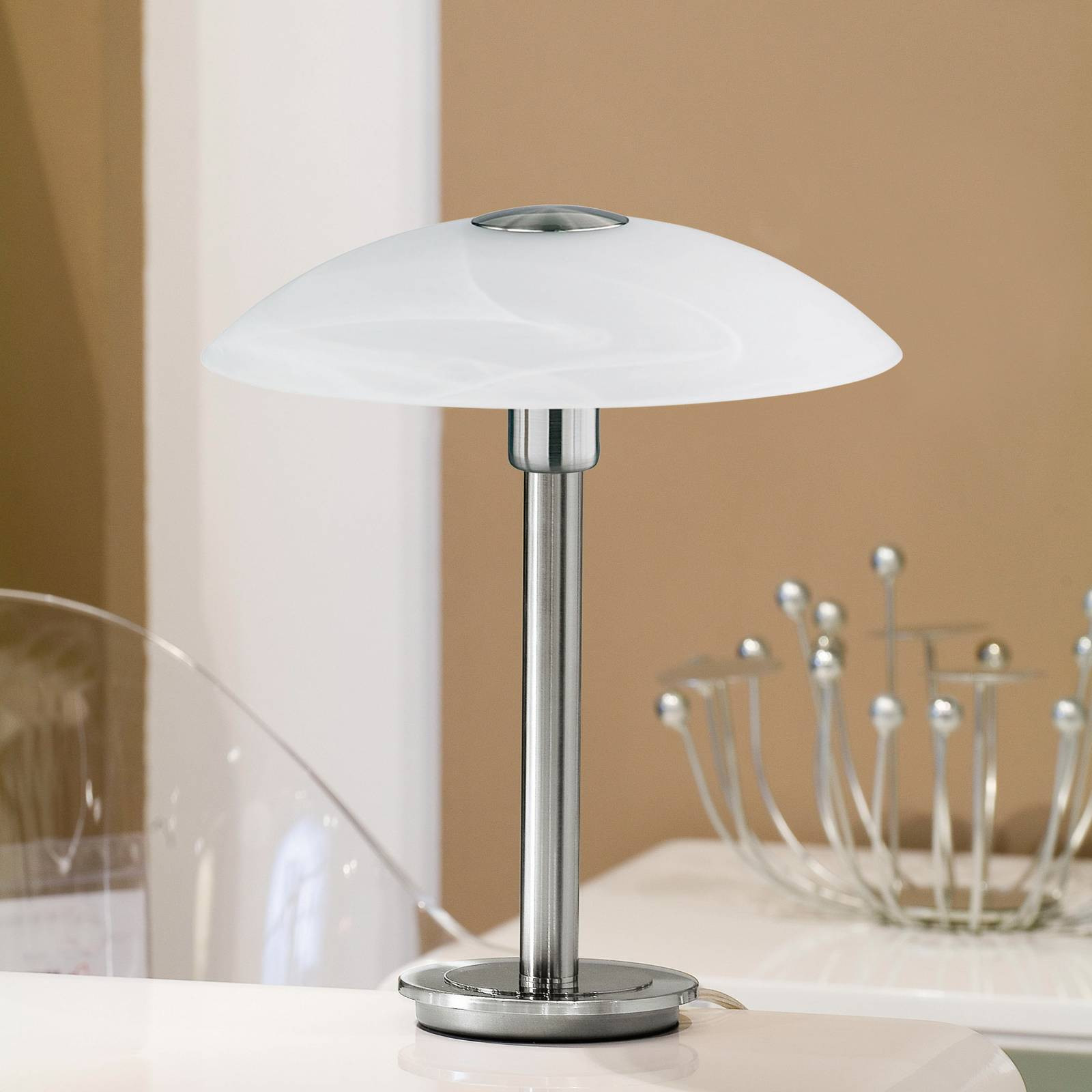 Paul Neuhaus Tafellamp Enova, Chroom / Zilver, Metaal en Glas