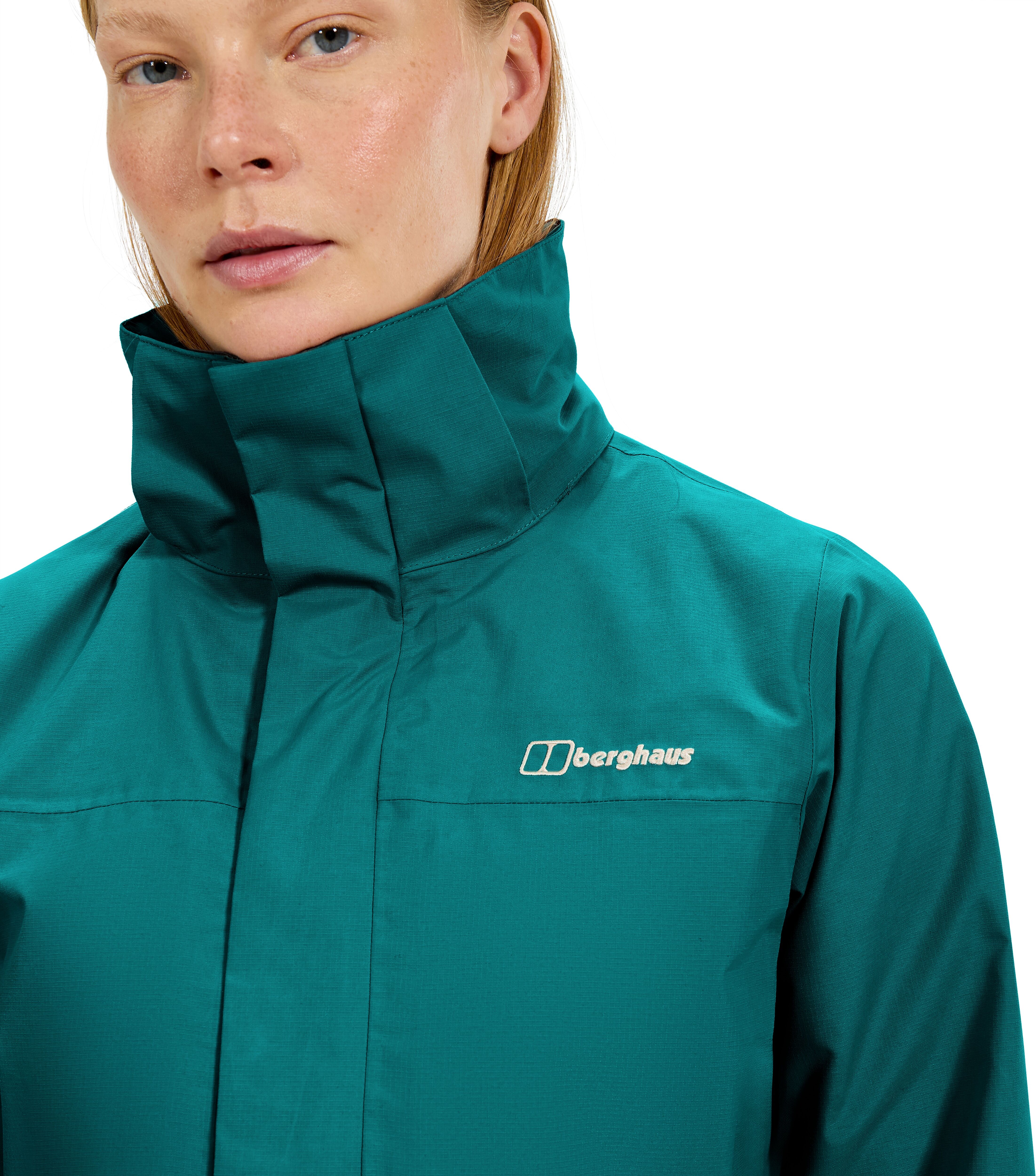 Funktionsjacke BERGHAUS "HILLWALKER 2.0 IA JKT AF", Damen, Gr. XL, grün (northern sto), Obermaterial: 100% Polyamid, Jacken Funktionsjacke, mit voll verstellbarer, einrollbarer Kapuze, wasserdicht, atmungsaktiv northern sto XL
