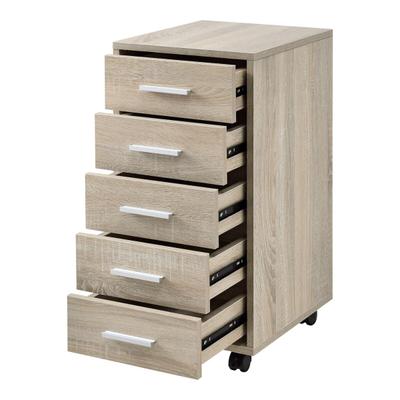 Helloshop26 - Mobiles Rollcontainer mit 5 Schubladen aus MDF 63 cm beige