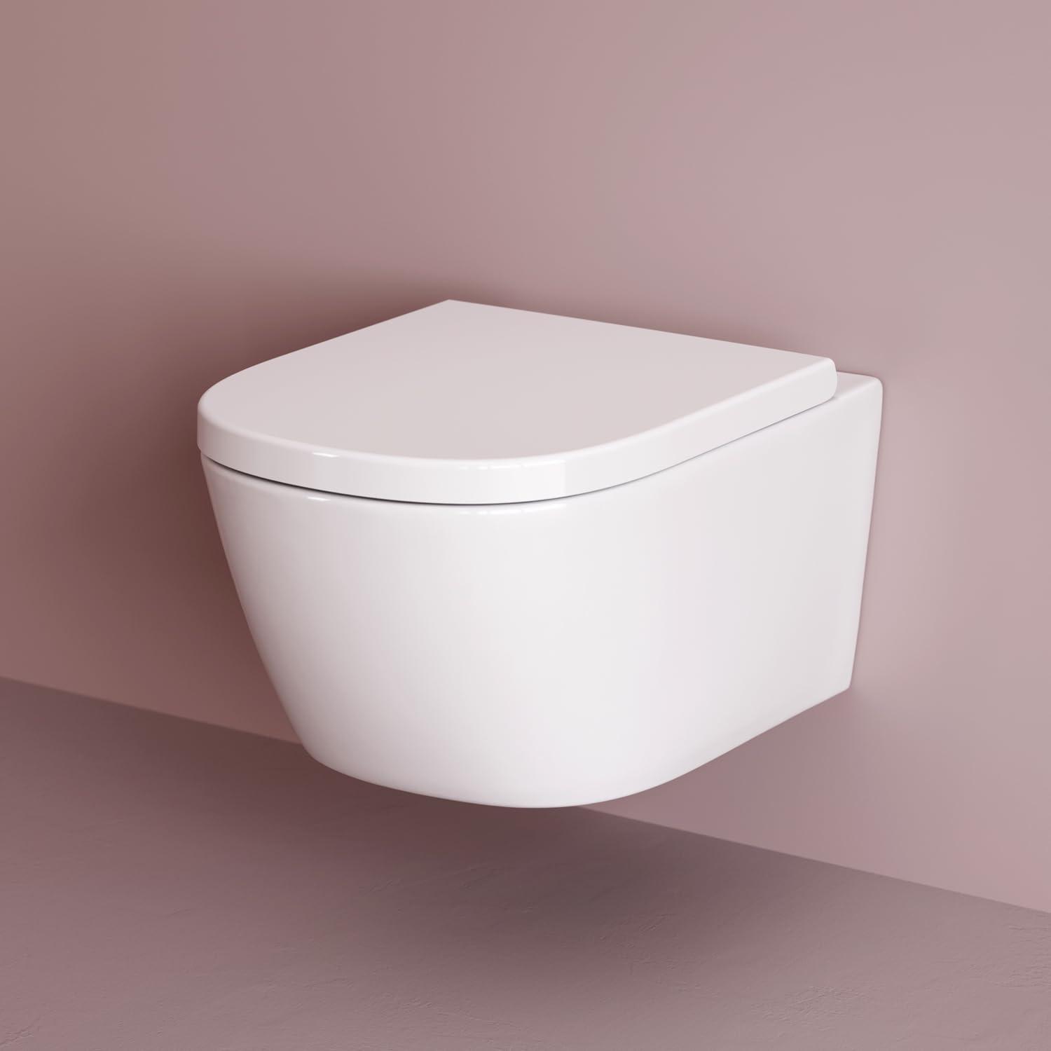 Hänge-WC AquaSpin, randlos, mit Duroplast-Sitz und Softclose