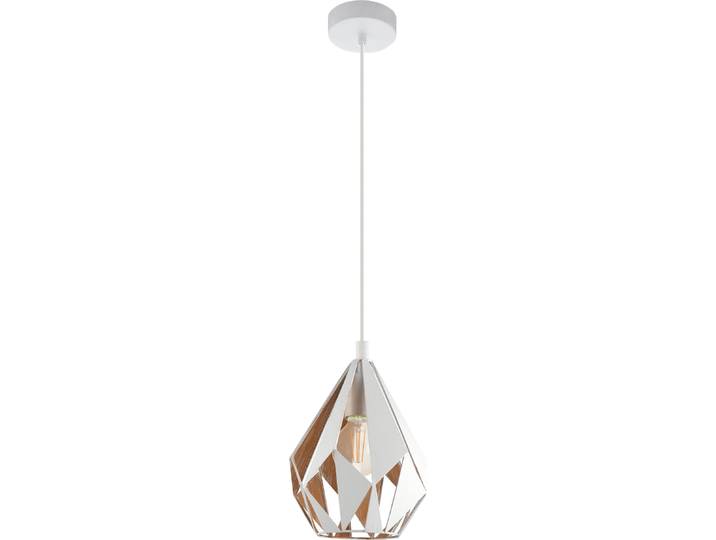 EGLO Lampe à suspendre Carlton 1\, lampe à suspendre vintage à 1 flamme\, lampe à suspendre rétro en acier\, couleur : blanc\, or\, douille : E27\, Ø 20\,5 cm
