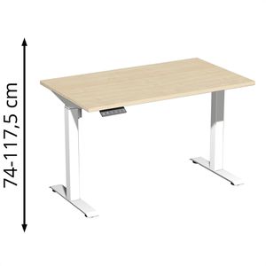 Geramöbel Schreibtisch Elevate Home, ahorn / weiß, elektrisch höhenverstellbar, 120 x 74-117,5 x 70 cm