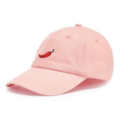 Schirmmütze LSCN BY LASCANA "Cap, Sommermütze, Basecap, Kopfbedeckung", Damen, rosa (rosé), Stoff, Baumwolle, unifarben mit Farbeinsatz, Mützen, mit modischer Stickerei VEGAN