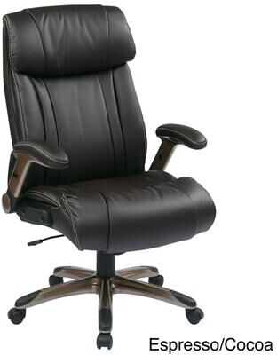 Office Star Products Executive Bonded Leather Chair with Adjustable Padded Flip Arms