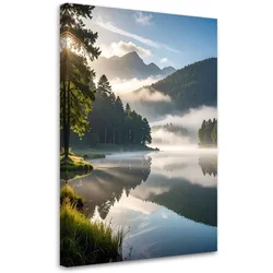 LEINWANDBILD Landschaft See Berge Täler 80x120cm