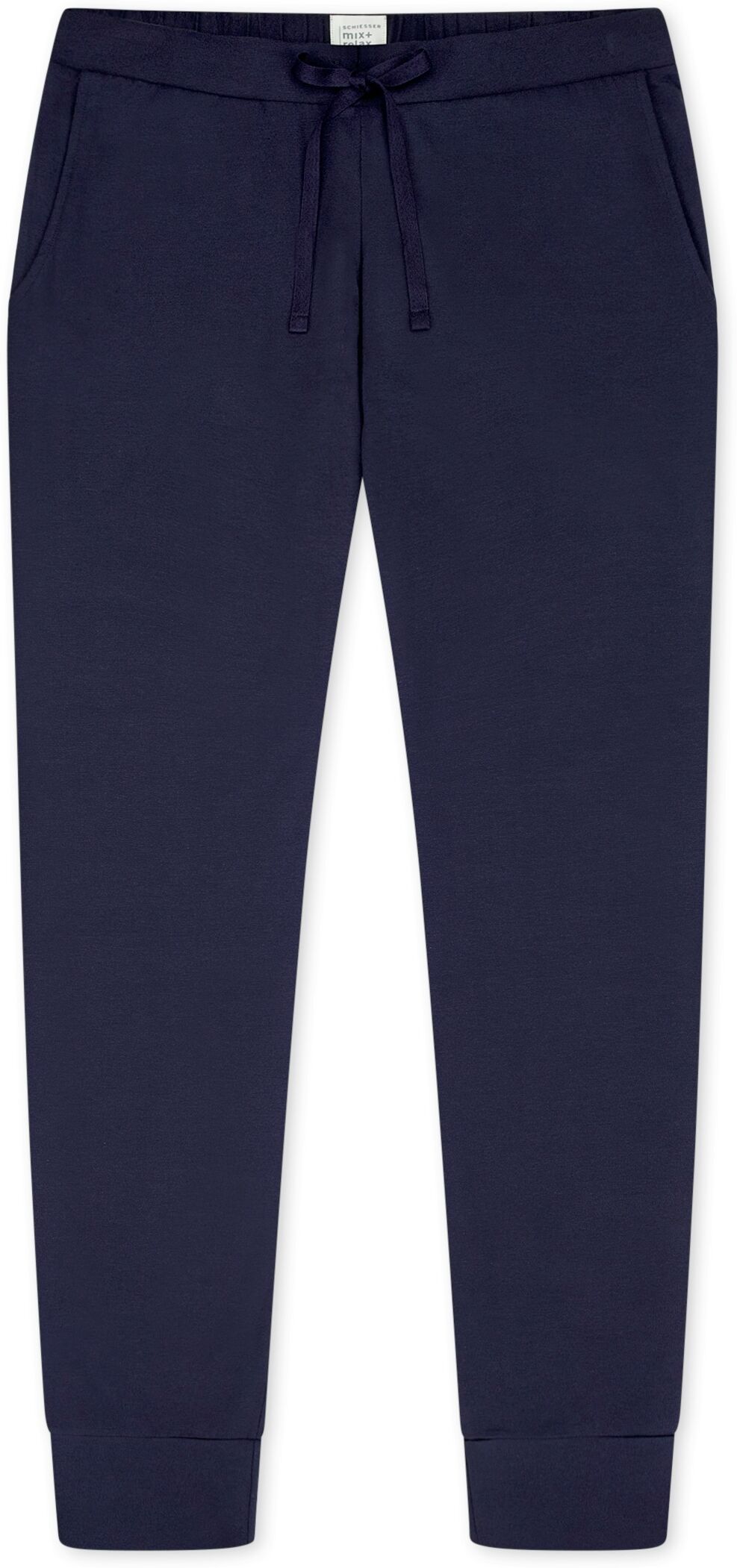 Pyjamahose SCHIESSER "Mix + Relax", Damen, Gr. 38, N-Gr, blau (860, tiefblau), Single Jersey, Obermaterial: 95% Baumwolle, 5% Elasthan, lang, Hosen Pyjamahose, Cotton-Mix, Gummizug, Bindeband, seitliche Taschen 860, tiefblau 38, N-Gr