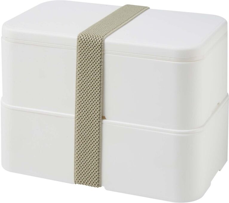 Boîte à lunch publicitaire double 700 ml MIYO POP blanc