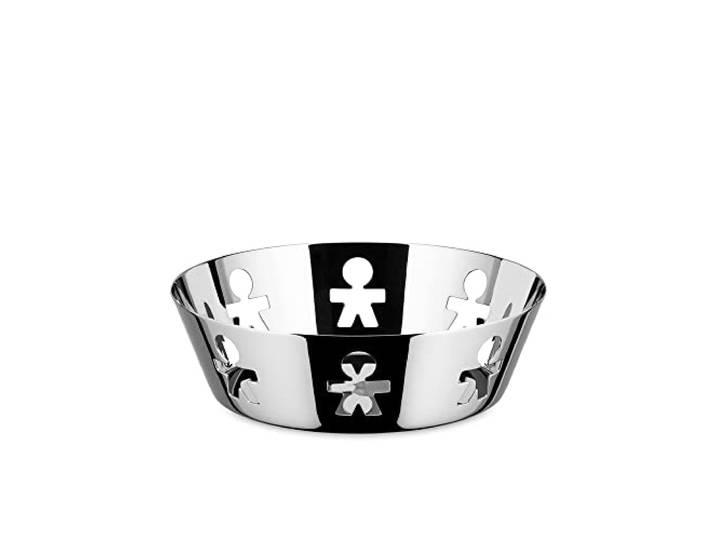 Alessi Girotondo AKK03 Corbeille Ronde de Design à Bord Perforé\, Acier Poli\, 18 cm
