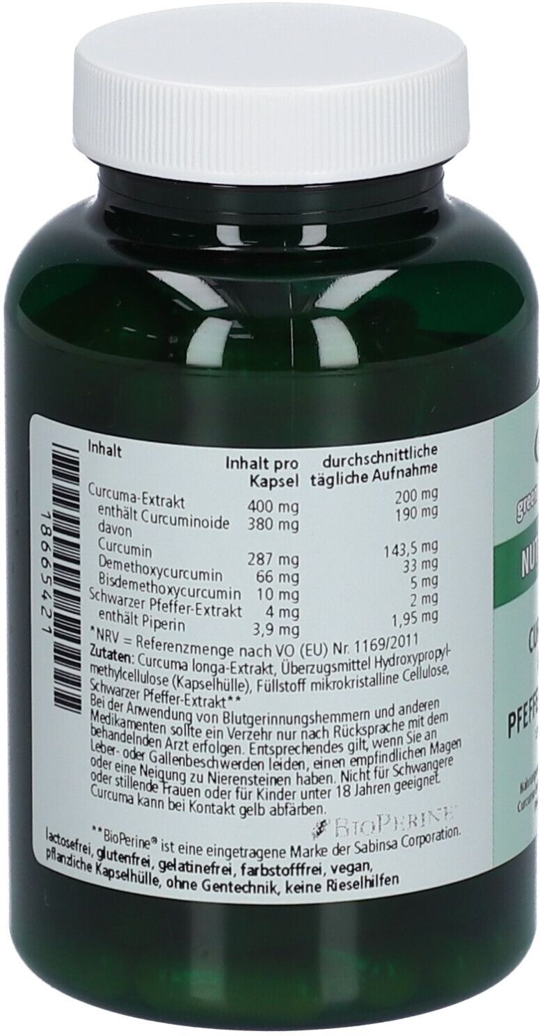 green line Curcuma MIT Pfefferextrakt Kapseln 120 St
