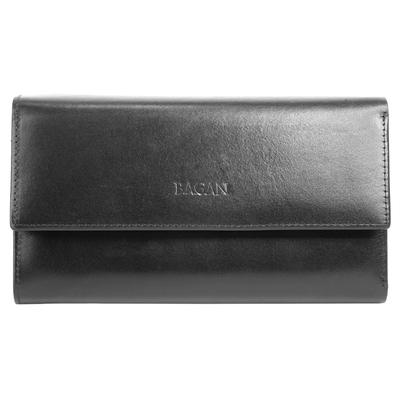 Geldbörse BAGAN "BAGAN Damen echt Leder", Damen, schwarz, Leder, glänzend, Kleinlederwaren, echt Leder