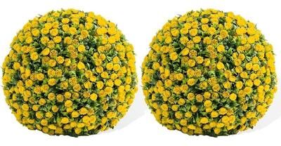 YUN Set of 2 UV-Resistant Artificial Boxwood Topiary Balls