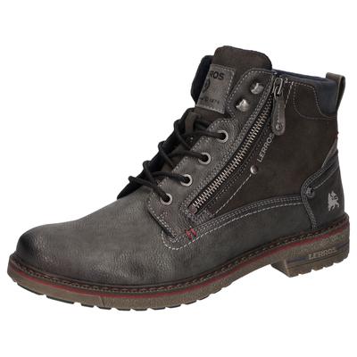 Schnürboots LERROS, Herren, Gr. 43, Textil, grau (anthrazit), Lederimitat, Schuhe Schnürboots, Schnürboots, mit seitlichem Reißverschluss
