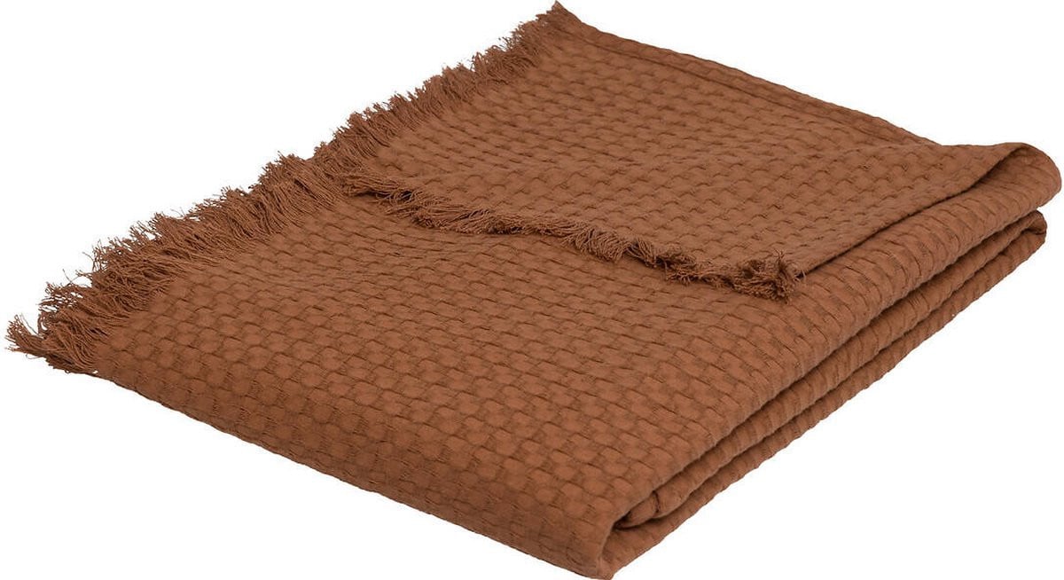 Atmosphera Widdy katoenen bedsprei met franjes, 130 x 180 cm