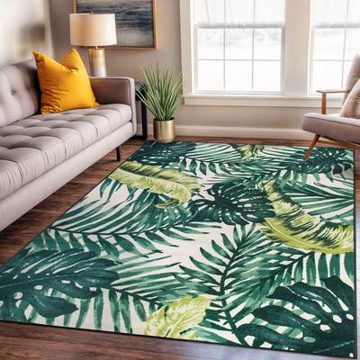 World Rug Gallery Contemporary Tropical Floral Leaves Non Slip Area Rug