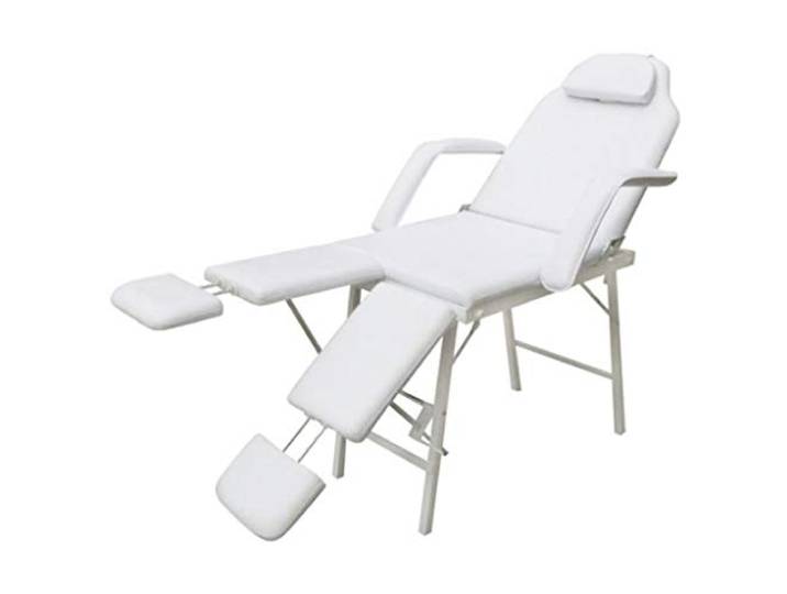 ZHOUMIN Kosmetikstuhl Tragbar, Massagestuhl, Kosmetik Liege, Tantra Liege, Behandlungsliege, Pediküre Stuhl, Bett Für Wimpernverlängerung, Fusspflege Stuhl, Kunstleder 185×78×76 cm Weiß