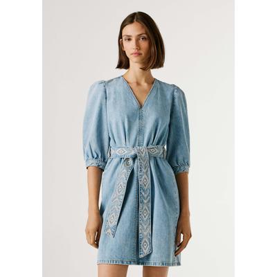Maxikleid PEPE JEANS "Kleid ROWAN", Damen, Gr. S, Normalgrößen, blau (11oz blau rigid denim), 100% Baumwolle, Kleider Maxikleid