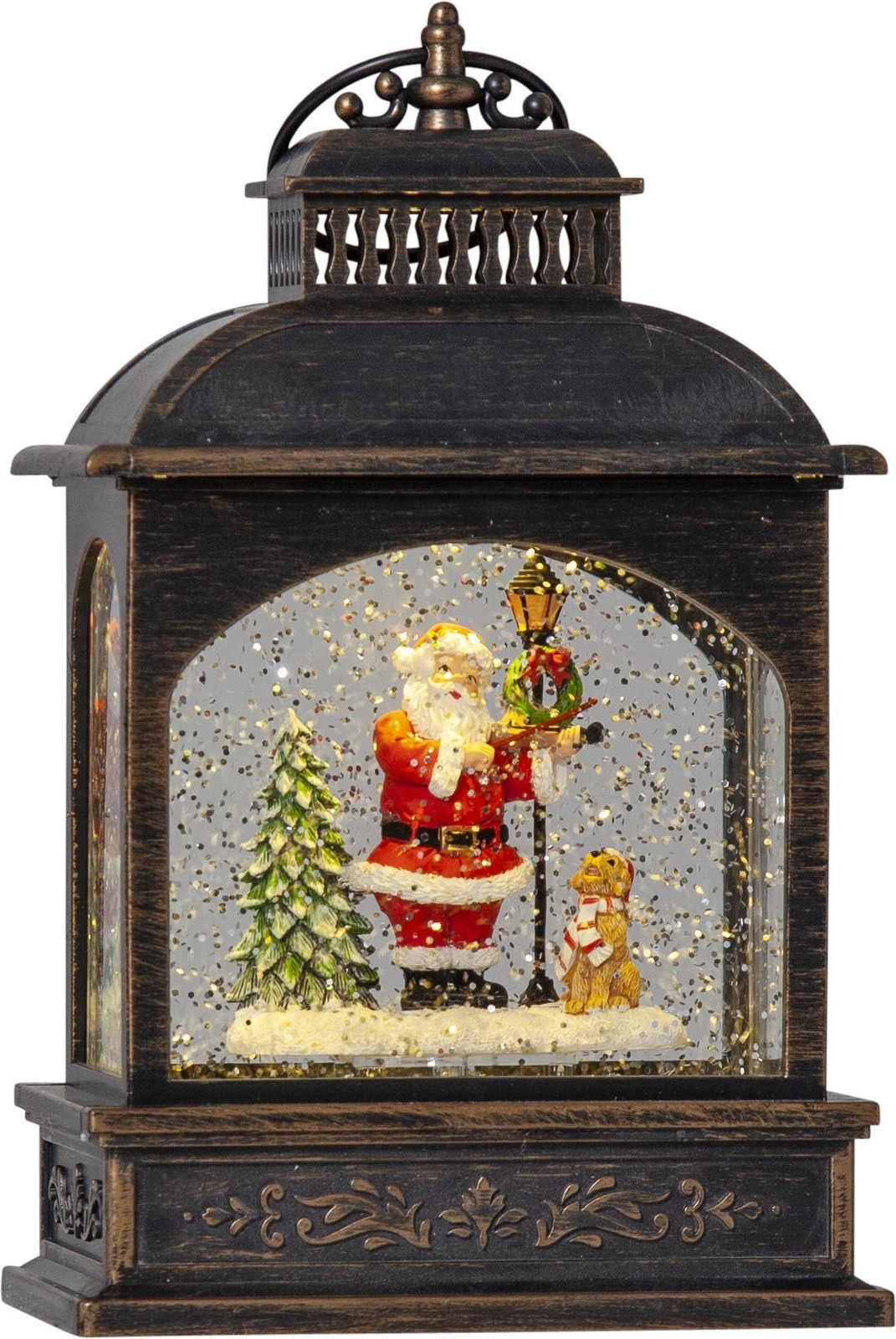 Star Trading LED-lantaarn Vinter met Kerstman afbeelding, bronskleurig