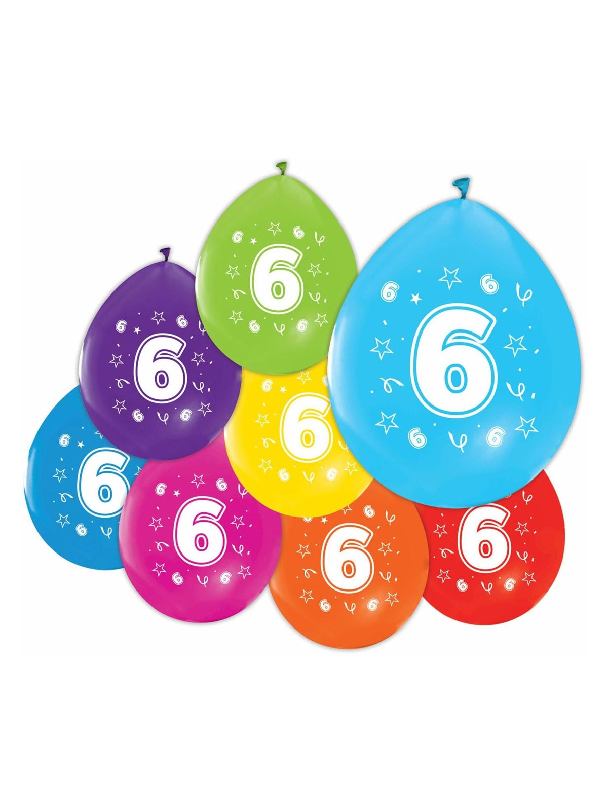 Globos Balloons 2-sided Printed Number 6 8 pcs.