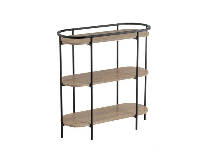 Console étagère - JUANIO - 83x33x86 cm - Noir - Structure métal - Charge 10 kg/étagère