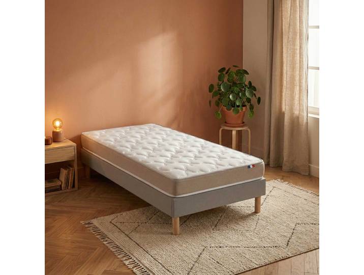 Matelas accueil latex h14 25kg/m3 sommier en kit gris 90x200