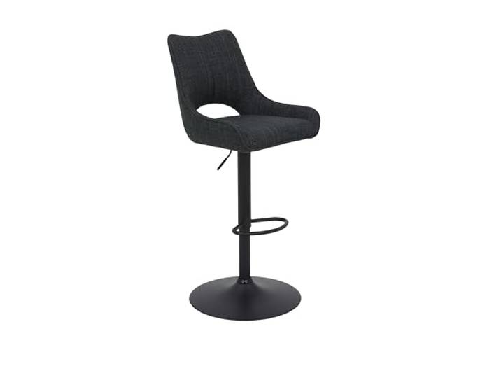 Hela Tische, Barhocker Rockport, Bezug Webstoff Anthrazit, höhenverstellbar mit Lift, 360° drehbar, Lehne mit Ausschnitt, Trompetenfuß, H 96-120cm