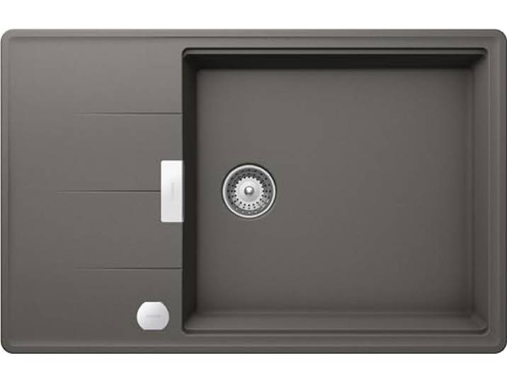 SCHOCK Küchenspüle Tia, 1 große Becken mit Abtropffläche, umkehrbare Badewanne und Ablaufgarnitur, Material ®Cristadur, Silverstone, 780 x 500 mm